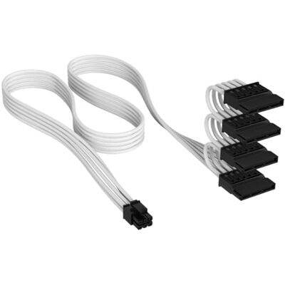 Corsair Elite Premium Typ 5 Einzeln Ummantelten SATA (4 Anschlüsse) Netzteil-Stromkabel – Dreilagiges Mesh-Paracord-Design, Kompatibel Netzteilen mit Typ-5-Kabeln – Weiß Corsair Elite Premium Typ 5 Einzeln Ummantelten SATA (4 Anschlüsse) Netzteil-Stromkabel – Dreilagiges Mesh-Paracord-Design, Kompatibel Netzteilen mit Typ-5-Kabeln – Weiß