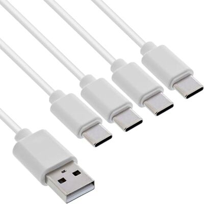 InLine 4in1 Y-Ladekabel, USB-A auf 4x USB-C, bis zu 25W Ladeleistung, kompaktes Vierfach-Ladekabel für Gadgets, kein Schnellladen, weiß, 0,5m, 35146W InLine 4in1 Y-Ladekabel, USB-A auf 4x USB-C, bis zu 25W Ladeleistung, kompaktes Vierfach-Ladekabel für Gadgets, kein Schnellladen, weiß, 0,5m, 35146W