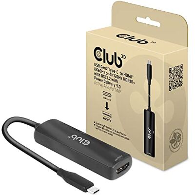 Club 3D CAC-1588 USB Gen2 Typ-C zu HDMI™ 8K60Hz oder 4K120Hz HDR10, DSC1.2, Power Delivery 3.0 Activ Adapter St./B. Club 3D CAC-1588 USB Gen2 Typ-C zu HDMI™ 8K60Hz oder 4K120Hz HDR10, DSC1.2, Power Delivery 3.0 Activ Adapter St./B.