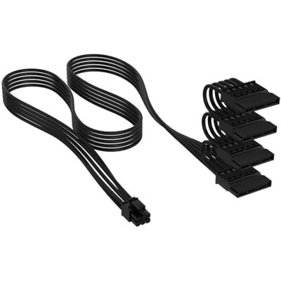 Corsair Elite Premium Typ 5 Einzeln Ummantelten SATA (4 Anschlüsse) Netzteil-Stromkabel – Dreilagiges Mesh-Paracord-Design, Kompatibel Netzteilen mit Typ-5-Kabeln – Schwarz Corsair Elite Premium Typ 5 Einzeln Ummantelten SATA (4 Anschlüsse) Netzteil-Stromkabel – Dreilagiges Mesh-Paracord-Design, Kompatibel Netzteilen mit Typ-5-Kabeln – Schwarz