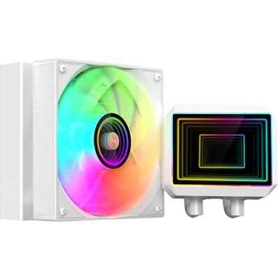 Mars Gaming ML-TWO120, Wasserkühlung AIO 300W TDP, 1x ARGB Infinity Mirror Ultra-Leiser 12cm FDB Lüfter, Kupfer- und Aluminiumkern, Opti-Chamber Pumpe 4. Generation und Mikrokanäle, Weiß Mars Gaming ML-TWO120, Wasserkühlung AIO 300W TDP, 1x ARGB Infinity Mirror Ultra-Leiser 12cm FDB Lüfter, Kupfer- und Aluminiumkern, Opti-Chamber Pumpe 4. Generation und Mikrokanäle, Weiß