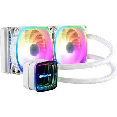 Enermax AQUAFUSION ADV Snow Edition ARGB 240mm AIO CPU Wasserkühlung Dual Chamber Intel LGA1700/AMD AM5 Support 330W+ TDP (2x SquA RGB White 120 PWM Lüfter); ELC-AQFA240-SQA, weiß Enermax AQUAFUSION ADV Snow Edition ARGB 240mm AIO CPU Wasserkühlung Dual Chamber Intel LGA1700/AMD AM5 Support 330W+ TDP (2x SquA RGB White 120 PWM Lüfter); ELC-AQFA240-SQA, weiß