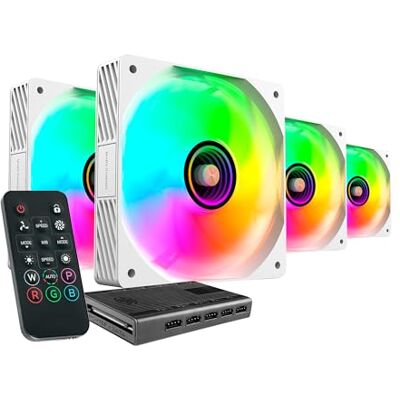 Mars Gaming MF-SI4KIT, 4x Ultra-Leise 120mm Lüfter-Kit, ARGB Infinity Mirror Beleuchtung, FDB-Lager mit Kupferkern, Fernbedienung und HUB, Volle ARGB-Kompatibilität, Weiß Mars Gaming MF-SI4KIT, 4x Ultra-Leise 120mm Lüfter-Kit, ARGB Infinity Mirror Beleuchtung, FDB-Lager mit Kupferkern, Fernbedienung und HUB, Volle ARGB-Kompatibilität, Weiß
