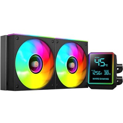 Mars Gaming ML-LCDPRO240 AIO Flüssigkeitskühlung 500W TDP, 2,8" Multimonitor LCD-Bildschirm, 4. Gen Opti-Chamber Pumpe mit Kupferbasis, 2× 120 mm ARGB Infinity Mirror Lüfter, Schwarz Mars Gaming ML-LCDPRO240 AIO Flüssigkeitskühlung 500W TDP, 2,8" Multimonitor LCD-Bildschirm, 4. Gen Opti-Chamber Pumpe mit Kupferbasis, 2× 120 mm ARGB Infinity Mirror Lüfter, Schwarz