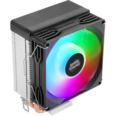 Mars Gaming MCPU-X2, CPU-Kühler 150W TDP, 2x Heatpipes, PWM FDB Lüfter, FRGB-Beleuchtung, Kompaktes SFF/Mini-ITX Design, Aluminiumlamellen, PC-Kühler mit Intel- und AMD-Kompatibilität, Schwarz Mars Gaming MCPU-X2, CPU-Kühler 150W TDP, 2x Heatpipes, PWM FDB Lüfter, FRGB-Beleuchtung, Kompaktes SFF/Mini-ITX Design, Aluminiumlamellen, PC-Kühler mit Intel- und AMD-Kompatibilität, Schwarz
