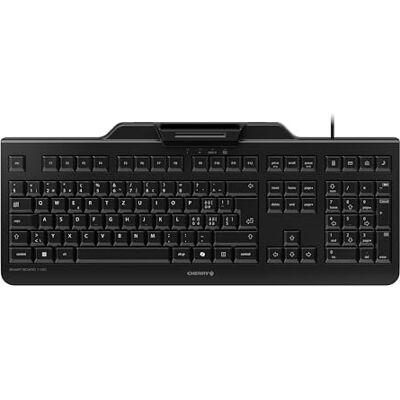 CHERRY Smart Board 1150, Security-Tastatur, Schweiz QWERTZ, Schwarz Integrierter Kartenleser/Smartcard-Terminal, CCID kompatibel, Kabelgebunden (USB-A Anschluss), Plug & Play, Flaches Design CHERRY Smart Board 1150, Security-Tastatur, Schweiz QWERTZ, Schwarz Integrierter Kartenleser/Smartcard-Terminal, CCID kompatibel, Kabelgebunden (USB-A Anschluss), Plug & Play, Flaches Design