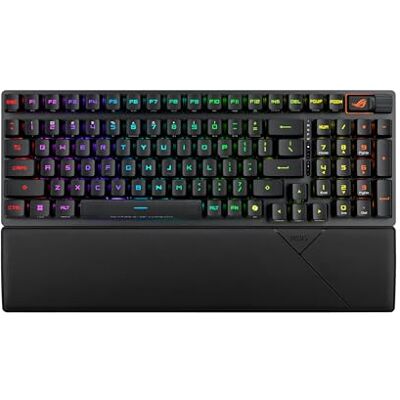 Asus ROG Strix Scope II 96 RX Wireless Schwarz Tri-Mode Optische Gaming-Tastatur, ROG RX Switches, Dual Tip PBT-Tasten, Silikonschaum, Handgelenkauflage Asus ROG Strix Scope II 96 RX Wireless Schwarz Tri-Mode Optische Gaming-Tastatur, ROG RX Switches, Dual Tip PBT-Tasten, Silikonschaum, Handgelenkauflage