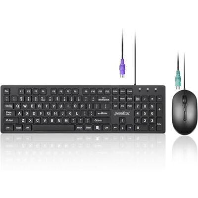 Perixx PERIDUO-117P, Wired Standard PS2 Keyboard and Mouse Combo Full-Size Layout Bundle with 3 Button Optical PS2 Mouse 5.9Ft Cable Black Perixx PERIDUO-117P, Wired Standard PS2 Keyboard and Mouse Combo Full-Size Layout Bundle with 3 Button Optical PS2 Mouse 5.9Ft Cable Black
