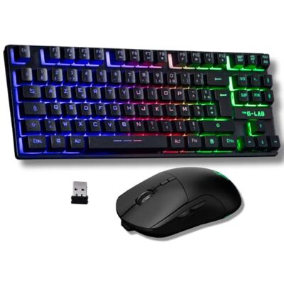 THE G-LAB Oxygen EX Combo – Set kabellose Gaming-Tastatur und Maus mit RGB-LED, TKL-Format, spanisches Layout und kabellose Gaming-Maus, 3200 DPI – PC/PS4/PS5 THE G-LAB Oxygen EX Combo – Set kabellose Gaming-Tastatur und Maus mit RGB-LED, TKL-Format, spanisches Layout und kabellose Gaming-Maus, 3200 DPI – PC/PS4/PS5