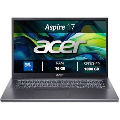 Acer Aspire 17 (A17-51M-55NU) Laptop, 17" FHD IPS Display, Intel Core 5 120U, 16 GB RAM, 1 TB GB SSD, Intel Grafik, Windows 11, QWERTZ Tastatur, grau Acer Aspire 17 (A17-51M-55NU) Laptop, 17" FHD IPS Display, Intel Core 5 120U, 16 GB RAM, 1 TB GB SSD, Intel Grafik, Windows 11, QWERTZ Tastatur, grau