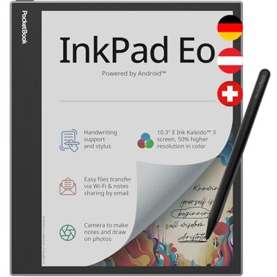 PocketBook e-Book Reader 'InkPad Eo' 64 GB Speicher, 26,12 cm (10,3 Zoll) E-Ink Kaleido 3 Farb-Touchscreen, SMARTlight Hintergrundbeleuchtung, Wi-Fi, Bluetooth, Lautsprecher Mist Grey PocketBook e-Book Reader 'InkPad Eo' 64 GB Speicher, 26,12 cm (10,3 Zoll) E-Ink Kaleido 3 Farb-Touchscreen, SMARTlight Hintergrundbeleuchtung, Wi-Fi, Bluetooth, Lautsprecher Mist Grey