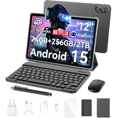 Blackview Mega2 Android 15 Tablet 12 Zoll mit Tastatur, 24GB RAM+256GB ROM, 2K FHD Großes Display Gaming Tablet, Dual 4G LTE+5G WiFi,Octa Core T615, 9000 mAh Akuu, WideVine L1,Dual Kamera,Face ID,GPS Blackview Mega2 Android 15 Tablet 12 Zoll mit Tastatur, 24GB RAM+256GB ROM, 2K FHD Großes Display Gaming Tablet, Dual 4G LTE+5G WiFi,Octa Core T615, 9000 mAh Akuu, WideVine L1,Dual Kamera,Face ID,GPS