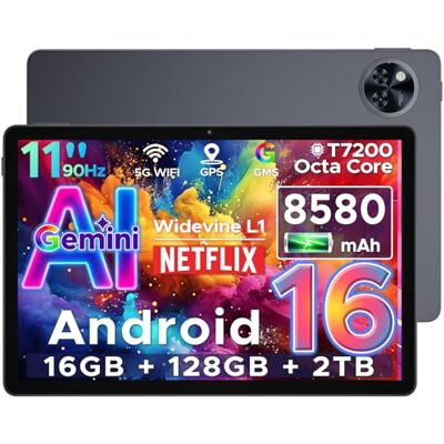 DOOGEE U11 Android 16 Tablet 11 Zoll Gemini AI 16GB RAM +128GB ROM (2TB TF), 8580mAh Gaming Tablet Unisoc T7200 Octa-Core, Widevine L1+13MP+5MP Tablets PC, 2.4G+5G WLAN GMS/3.5mm Audio/OTG/GPS/Face ID DOOGEE U11 Android 16 Tablet 11 Zoll Gemini AI 16GB RAM +128GB ROM (2TB TF), 8580mAh Gaming Tablet Unisoc T7200 Octa-Core, Widevine L1+13MP+5MP Tablets PC, 2.4G+5G WLAN GMS/3.5mm Audio/OTG/GPS/Face ID