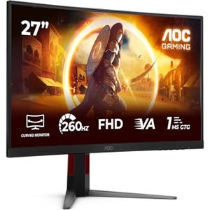 AOC Gaming Monitor C27G4Z2 27 Zoll Curved, FHD, 260Hz, Fast VA Panel, 0.3ms MPRT, Adaptive Sync, HDR10, FreeSync Premium, Höhenverstellung,(1920x1080 HDMI 2X 2.0 DP 1x 1.4) Schwarz AOC Gaming Monitor C27G4Z2 27 Zoll Curved, FHD, 260Hz, Fast VA Panel, 0.3ms MPRT, Adaptive Sync, HDR10, FreeSync Premium, Höhenverstellung,(1920x1080 HDMI 2X 2.0 DP 1x 1.4) Schwarz