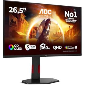 AOC Q27G4SDR 26.5 Zoll WQHD USB Hub Monitor, 360Hz, QD-OLED Panel, 0.03ms GtG, Adaptive Sync, HDR400 TrueBlack, G-Sync Compatible, Höhenverstellung,(2560x1440 HDMI 2X 2.1 DP 1x 1.4) Schwarz AOC Q27G4SDR 26.5 Zoll WQHD USB Hub Monitor, 360Hz, QD-OLED Panel, 0.03ms GtG, Adaptive Sync, HDR400 TrueBlack, G-Sync Compatible, Höhenverstellung,(2560x1440 HDMI 2X 2.1 DP 1x 1.4) Schwarz