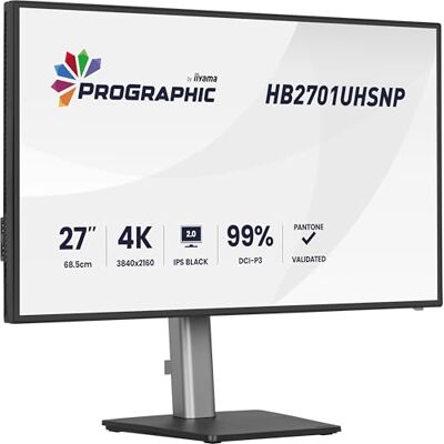 IIYAMA ProGraphic HB2701UHSNP-B1 4K UHD IPS Black 2.0 Monitor 68,5 cm, 27", DCI-P3 99%, HDMI, DP, USB3.2, USB-C Dock, 96W, LAN, KVM, Pantone Validated, AGLR-Polarisator, Höhenverstellung IIYAMA ProGraphic HB2701UHSNP-B1 4K UHD IPS Black 2.0 Monitor 68,5 cm, 27", DCI-P3 99%, HDMI, DP, USB3.2, USB-C Dock, 96W, LAN, KVM, Pantone Validated, AGLR-Polarisator, Höhenverstellung