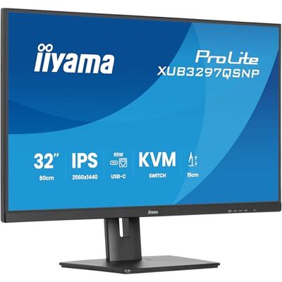 IIYAMA Prolite XUB3297QSNP-B1 QHD IPS-Monitor 80 cm, 32", 100Hz, HDMI, DP-in/out, DaisyChain, USB3.2, USB-C Dock, 95W, RJ45, KVM, Höhenverstellung, Adaptive Sync, schwarz IIYAMA Prolite XUB3297QSNP-B1 QHD IPS-Monitor 80 cm, 32", 100Hz, HDMI, DP-in/out, DaisyChain, USB3.2, USB-C Dock, 95W, RJ45, KVM, Höhenverstellung, Adaptive Sync, schwarz