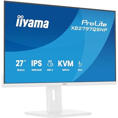 IIYAMA Prolite XB2797QSNP-W1 QHD IPS-Monitor 68,5 cm, 27", HDMI, DP-in/out, DaisyChain, USB-C Dock, 96W, RJ45, KVM, USB3.2, Höhenverstellung, Adaptive Sync, weiß IIYAMA Prolite XB2797QSNP-W1 QHD IPS-Monitor 68,5 cm, 27", HDMI, DP-in/out, DaisyChain, USB-C Dock, 96W, RJ45, KVM, USB3.2, Höhenverstellung, Adaptive Sync, weiß