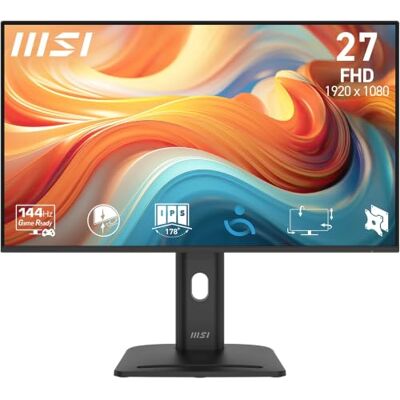 MSI PRO MP275PG E14, IPS-Monitor, 27" FHD, 144 Hz 1920 x 1080, 1 ms, HDR-fähig, AMD FreeSync, neigungsverstellbar/höhenverstellbar – HDMI 2.0, DP 1.2a, VESA-Halterung, schwarz MSI PRO MP275PG E14, IPS-Monitor, 27" FHD, 144 Hz 1920 x 1080, 1 ms, HDR-fähig, AMD FreeSync, neigungsverstellbar/höhenverstellbar – HDMI 2.0, DP 1.2a, VESA-Halterung, schwarz