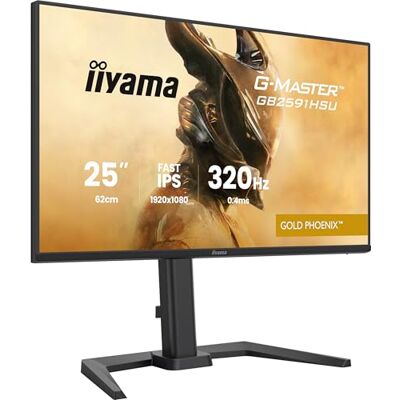 IIYAMA G-Master Gold Phoenix GB2591HSU-B1 Full-HD Fast IPS Gaming-Monitor 62cm, 24,5", 320Hz, 0.4ms, HDMI, DP, USB3.2, USB-C, Lautsprecher, G-SYNC, HDR10, Black Tuner, Höhenverstellung, VESA, schwarz IIYAMA G-Master Gold Phoenix GB2591HSU-B1 Full-HD Fast IPS Gaming-Monitor 62cm, 24,5", 320Hz, 0.4ms, HDMI, DP, USB3.2, USB-C, Lautsprecher, G-SYNC, HDR10, Black Tuner, Höhenverstellung, VESA, schwarz