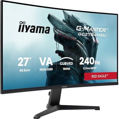 IIYAMA G-Master Red Eagle GC2784HSU-B1 Curved Full-HD VA Gaming-Monitor 68.6 cm, 27“, 240Hz, 0.7ms, 1500R, HDMI, DP, USB2.0, HDR10, FreeSync Premium, Black Tuner, VESA, schwarz IIYAMA G-Master Red Eagle GC2784HSU-B1 Curved Full-HD VA Gaming-Monitor 68.6 cm, 27“, 240Hz, 0.7ms, 1500R, HDMI, DP, USB2.0, HDR10, FreeSync Premium, Black Tuner, VESA, schwarz