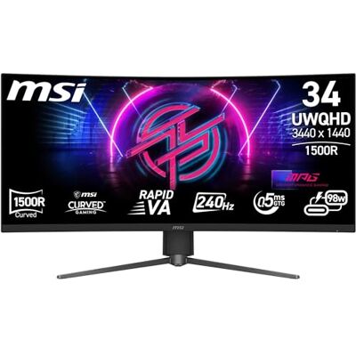 MSI MPG 346CQRXF X2 Curved Gaming Monitor 34" UWQHD Rapid VA 1500R 3440x1440, 240Hz / 0,5ms, DisplayHDR 400, KVM, HDMI 2.1, DP 1.4a, USB Type-C, randlos, Höhe und Neigung einstellbar MSI MPG 346CQRXF X2 Curved Gaming Monitor 34" UWQHD Rapid VA 1500R 3440x1440, 240Hz / 0,5ms, DisplayHDR 400, KVM, HDMI 2.1, DP 1.4a, USB Type-C, randlos, Höhe und Neigung einstellbar