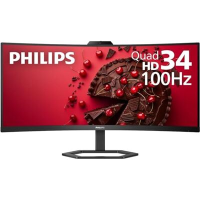 Philips 34E1C5600HE UltraWide QHD 21:9 Monitor mit integrierter Windows Hello Webcam und Mikrofon mit Geräuschunterdrückung, USB-C-Docking, Stereo-Lautsprecher, 100 Hz, 4 Jahre Advance Replacement Philips 34E1C5600HE UltraWide QHD 21:9 Monitor mit integrierter Windows Hello Webcam und Mikrofon mit Geräuschunterdrückung, USB-C-Docking, Stereo-Lautsprecher, 100 Hz, 4 Jahre Advance Replacement