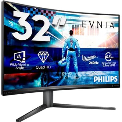 Philips Evnia 32M2C5500W 32 Zoll QHD Curved Gaming Monitor, 0,5 ms MPRT, 240 Hz, FreeSync Prem. Pro., HDR400 (2560x1440, HDMI, DisplayPort, USB Hub) grau Philips Evnia 32M2C5500W 32 Zoll QHD Curved Gaming Monitor, 0,5 ms MPRT, 240 Hz, FreeSync Prem. Pro., HDR400 (2560x1440, HDMI, DisplayPort, USB Hub) grau