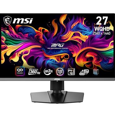 MSI MPG 271QRXDE QD-OLED Gaming Monitor, 27 Zoll, WQHD, 360Hz, 0,03ms 2560 x 1440, DisplayHDR True Black 400, HDMI 2.1, USB C (90W PD), OLED Care 2.0, USB Hub, RGB MSI MPG 271QRXDE QD-OLED Gaming Monitor, 27 Zoll, WQHD, 360Hz, 0,03ms 2560 x 1440, DisplayHDR True Black 400, HDMI 2.1, USB C (90W PD), OLED Care 2.0, USB Hub, RGB