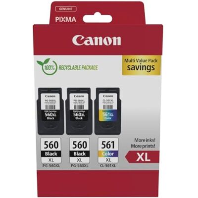 Canon PG-560XL + CL-561XL FINE Original Druckerpatronen Multipack XL 14.3ml + 12.2ml Echte ergiebige Tinte in Schwarz und Farbe für PIXMA TS5350i, TS7450i, TS5351i, TS5350a, TS5351a und mehr! Canon PG-560XL + CL-561XL FINE Original Druckerpatronen Multipack XL 14.3ml + 12.2ml Echte ergiebige Tinte in Schwarz und Farbe für PIXMA TS5350i, TS7450i, TS5351i, TS5350a, TS5351a und mehr!