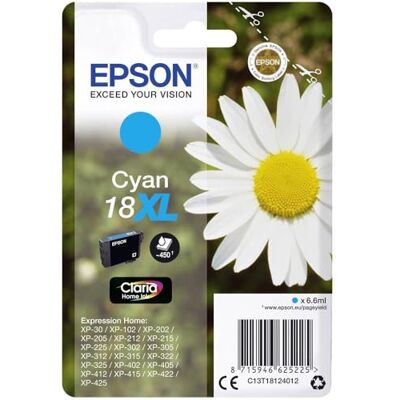 Epson 18XL Cyan Daisy High Yield Genuine, Claria Home Ink Cartridge, XL High Capacity Epson 18XL Cyan Daisy High Yield Genuine, Claria Home Ink Cartridge, XL High Capacity