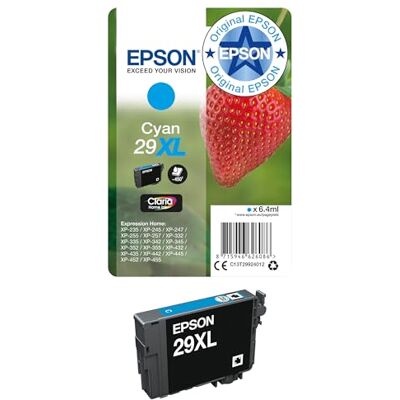Epson Original 29XL Tinte Erdbeere, XP-235 XP-332 XP-335 XP-432 XP-435 XP-245 XP-342 XP-345 XP-442 XP-445 XP-247 XP-257 XP-255 XP-352 XP-355 XP-452 XP-455, (cyan) Epson Original 29XL Tinte Erdbeere, XP-235 XP-332 XP-335 XP-432 XP-435 XP-245 XP-342 XP-345 XP-442 XP-445 XP-247 XP-257 XP-255 XP-352 XP-355 XP-452 XP-455, (cyan)