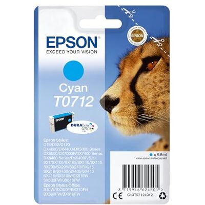 Epson Original T0712 Tinte Gepard, wisch- und wasserfeste (Singlepack) cyan Epson Original T0712 Tinte Gepard, wisch- und wasserfeste (Singlepack) cyan