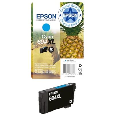 Epson Original 604XL Pineapple Singlepack Tintenpatrone Cyan 1x 4 ml Original Tinte für optimale Ergebnisse Epson Original 604XL Pineapple Singlepack Tintenpatrone Cyan 1x 4 ml Original Tinte für optimale Ergebnisse