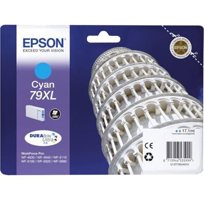 Epson Original T79XL Tintenpatrone Pisa, WF-4630DWF WF-4640DTWF WF-5110DW WF-5190DW WF-5620DWF WF-5690DWF WF-5190DW WF-5690DWF, (cyan) Epson Original T79XL Tintenpatrone Pisa, WF-4630DWF WF-4640DTWF WF-5110DW WF-5190DW WF-5620DWF WF-5690DWF WF-5190DW WF-5690DWF, (cyan)