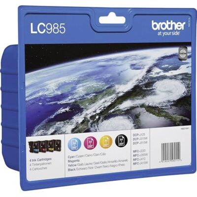 Brother LC985 Value Pack Original Tintenpatronen (für DCP-125C, DCP-140W, DCP-315W, DCP-515W, MFC-J220, MFC-J265W, MFC-J410, MFC-J415W) CMYB 4 PACK Multi-pack Brother LC985 Value Pack Original Tintenpatronen (für DCP-125C, DCP-140W, DCP-315W, DCP-515W, MFC-J220, MFC-J265W, MFC-J410, MFC-J415W) CMYB 4 PACK Multi-pack