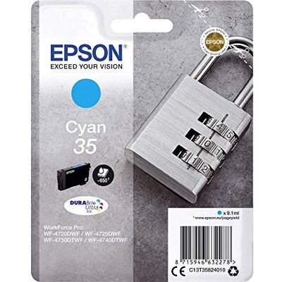 Epson Original 35 Tinte Schloss (WF-4720DWF, WF-4725DWF, WF-4730DTWF, WF-4740DTWF), cyan Epson Original 35 Tinte Schloss (WF-4720DWF, WF-4725DWF, WF-4730DTWF, WF-4740DTWF), cyan
