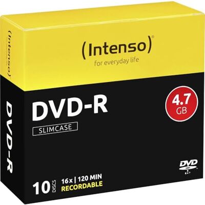 Intenso DVD-R Rohlinge 4,7 GB 16x kratzfest Cover-Card 10er Pack Slim Case Intenso DVD-R Rohlinge 4,7 GB 16x kratzfest Cover-Card 10er Pack Slim Case