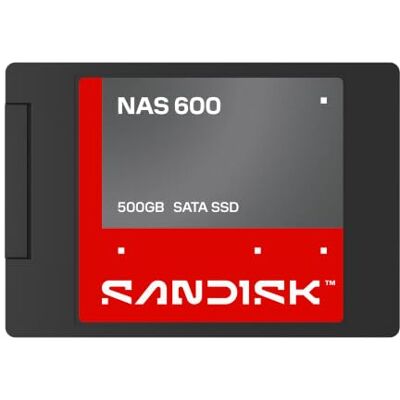 SanDisk NAS 600 SATA SSD 500GB, Interne SSD, bis zu 560 MB/s lesen 2,5"/7 mm, Lebensdauer von 350 TBW entwickelt, NAS-Speicher, Die für den Dauerbetrieb in 24/7-NAS-Umgebungen SanDisk NAS 600 SATA SSD 500GB, Interne SSD, bis zu 560 MB/s lesen 2,5"/7 mm, Lebensdauer von 350 TBW entwickelt, NAS-Speicher, Die für den Dauerbetrieb in 24/7-NAS-Umgebungen