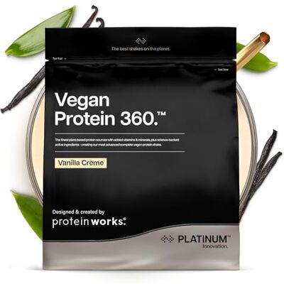 THE PROTEIN WORKS Protein Works Vegan Protein 360 Platinum, Vanillecreme, 500g Veganes Proteinpulver, Premium 4-Protein-Mix, Omega 3, Elektrolyte, Probiotika, 26 Vitamine & Mineralstoffe, 166 Vorteile THE PROTEIN WORKS Protein Works Vegan Protein 360 Platinum, Vanillecreme, 500g Veganes Proteinpulver, Premium 4-Protein-Mix, Omega 3, Elektrolyte, Probiotika, 26 Vitamine & Mineralstoffe, 166 Vorteile