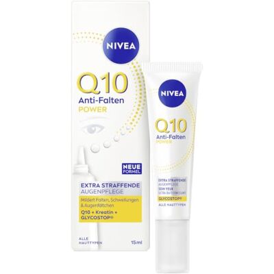 NIVEA Q10 Anti-Falten Augenpflege, Anti Aging Augencreme mit Q10, Kreatin und Glycostop, Feuchtigkeitscreme für alle Hauttypen, POWER Extra Straffend (15 ml) NIVEA Q10 Anti-Falten Augenpflege, Anti Aging Augencreme mit Q10, Kreatin und Glycostop, Feuchtigkeitscreme für alle Hauttypen, POWER Extra Straffend (15 ml)
