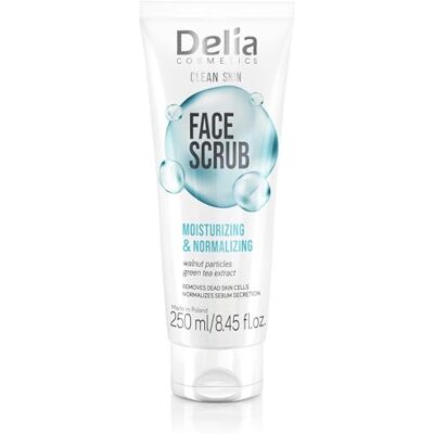Delia Cosmetics – Clean Skin – Feuchtigkeitsspendendes und normalisierendes Gesichtspeeling – Geeignet für alle Hauttypen – Pflege für zu Akne neigende Haut – Umfassende Make-up-Entfernung – 250ml Delia Cosmetics – Clean Skin – Feuchtigkeitsspendendes und normalisierendes Gesichtspeeling – Geeignet für alle Hauttypen – Pflege für zu Akne neigende Haut – Umfassende Make-up-Entfernung – 250ml