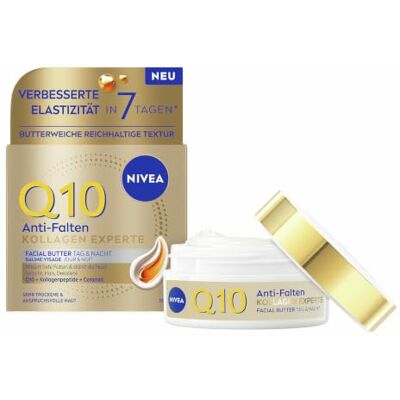 NIVEA Q10 Facial Butter Tag und Nacht, reichhaltige Gesichtscreme mit purem Kollagen, Anti-Aging Gesichtspflege gegen Falten, Anti-Falten Kollagen Experte (50 ml) NIVEA Q10 Facial Butter Tag und Nacht, reichhaltige Gesichtscreme mit purem Kollagen, Anti-Aging Gesichtspflege gegen Falten, Anti-Falten Kollagen Experte (50 ml)