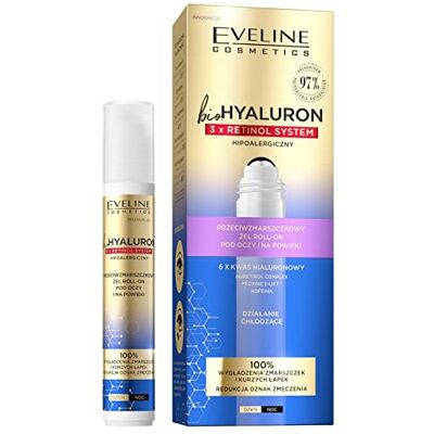 EVELINE COSMETICS Biohyaluron 3xRetinol System Augen Roll-On Gel mit Hyaluronsäure, Koffein & Retinol Anti-Aging, Feuchtigkeitsspendend & Erfrischend EVELINE COSMETICS Biohyaluron 3xRetinol System Augen Roll-On Gel mit Hyaluronsäure, Koffein & Retinol Anti-Aging, Feuchtigkeitsspendend & Erfrischend