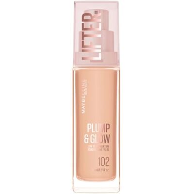 MAYBELLINE New York Lifter Plump & Glow – Foundation – Aufpolstert und strahlt sofort auf – ebenmäßiges, geglättetes und strahlendes Finish, Farbton 102, 30 ml MAYBELLINE New York Lifter Plump & Glow – Foundation – Aufpolstert und strahlt sofort auf – ebenmäßiges, geglättetes und strahlendes Finish, Farbton 102, 30 ml