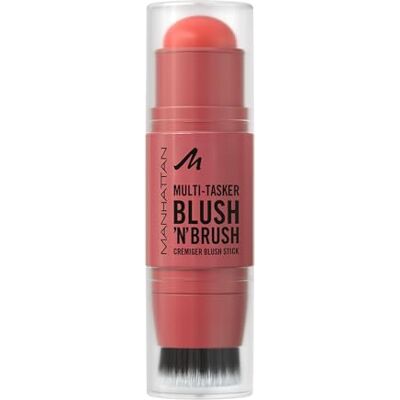 Manhattan Multi-Tasker Blush'N'Brush Stick, aufbaubarer Rouge-Stick mit integriertem Pinsel, wasserfeste Creme-zu-Puder-Formel, leicht aufzutragen, Fb. 250 Coral Dust, 8 g Manhattan Multi-Tasker Blush'N'Brush Stick, aufbaubarer Rouge-Stick mit integriertem Pinsel, wasserfeste Creme-zu-Puder-Formel, leicht aufzutragen, Fb. 250 Coral Dust, 8 g