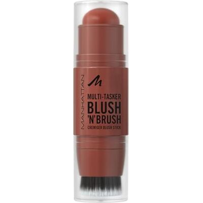 Manhattan Multi-Tasker Blush'N'Brush Stick, aufbaubarer Rouge-Stick mit integriertem Pinsel, wasserfeste Creme-zu-Puder-Formel, leicht aufzutragen, Fb. 350 Roasted Peach, 8 g Manhattan Multi-Tasker Blush'N'Brush Stick, aufbaubarer Rouge-Stick mit integriertem Pinsel, wasserfeste Creme-zu-Puder-Formel, leicht aufzutragen, Fb. 350 Roasted Peach, 8 g
