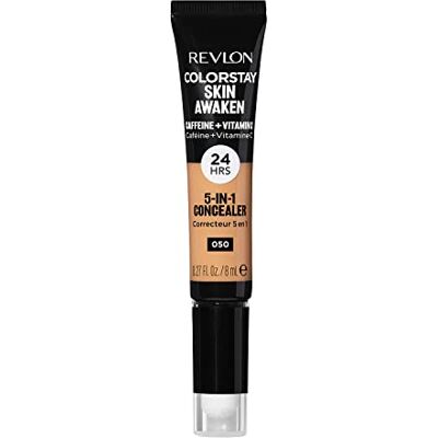 Revlon ColorStay Skin Awaken 5-in-1 Concealer, leichtes, cremiges, langanhaltendes Gesichts-Make-up mit Koffein & Vitamin C, für Unvollkommenheiten, Augenringe und Rötungen, 050 Medium Deep, 0,27 Fl Revlon ColorStay Skin Awaken 5-in-1 Concealer, leichtes, cremiges, langanhaltendes Gesichts-Make-up mit Koffein & Vitamin C, für Unvollkommenheiten, Augenringe und Rötungen, 050 Medium Deep, 0,27 Fl