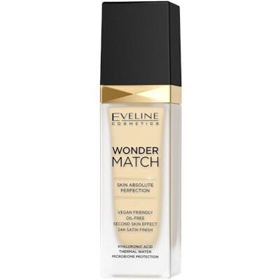 EVELINE COSMETICS Wonder Match Foundation – Perfekte Deckkraft & pflegendes, seidiges Finish – Passt sich dem Hautton an – Mit Thermalwasser, Hyaluronsäure & Acai-Extrakt Mittlere bis volle Deckkraft EVELINE COSMETICS Wonder Match Foundation – Perfekte Deckkraft & pflegendes, seidiges Finish – Passt sich dem Hautton an – Mit Thermalwasser, Hyaluronsäure & Acai-Extrakt Mittlere bis volle Deckkraft