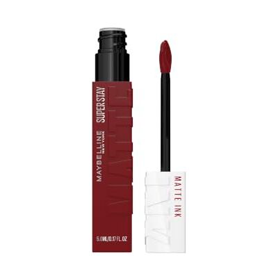 MAYBELLINE New York Matte Ink Lippenstift, Nr. 50 Voyager, 5 ml 16H Halt, mattes Finish, kussecht & wischfest, hochpigmentierte Farbe, langanhaltend, mattes Finish, Super Stay MAYBELLINE New York Matte Ink Lippenstift, Nr. 50 Voyager, 5 ml 16H Halt, mattes Finish, kussecht & wischfest, hochpigmentierte Farbe, langanhaltend, mattes Finish, Super Stay